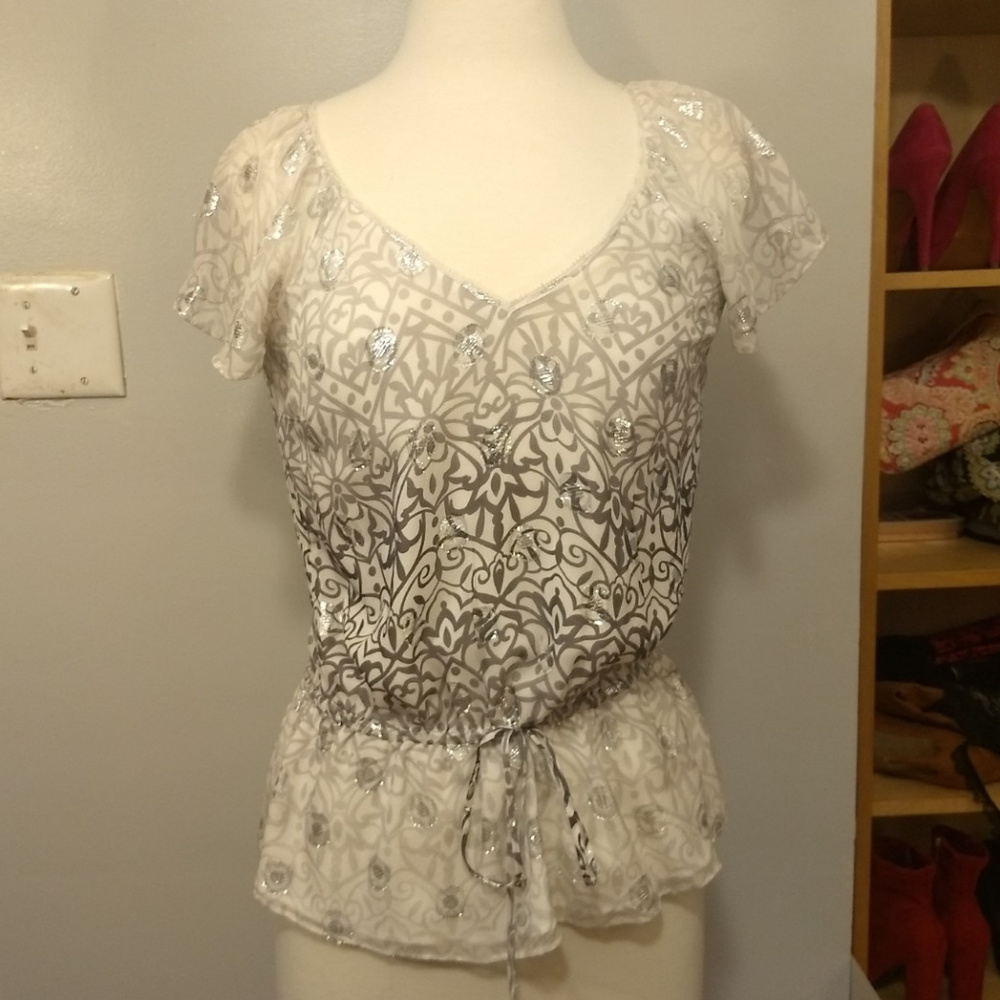 White House/Black Market white/silver peplum